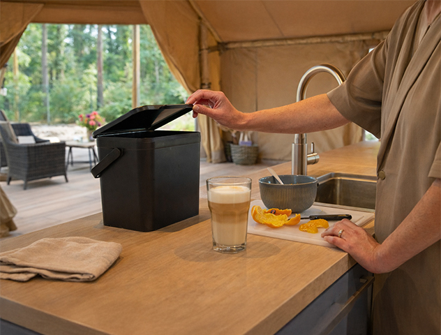 Glamping tent mini afval scheiden gft organisch camping